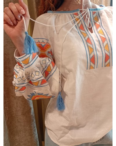 CAMICIA COTONE  RICAMI ETNICI