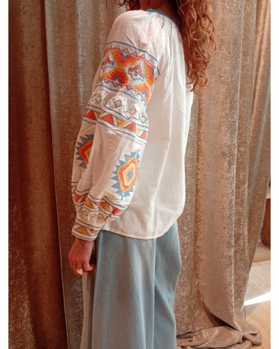 CAMICIA COTONE  RICAMI ETNICI