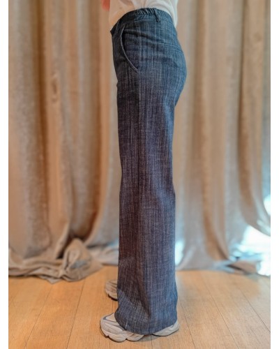 PANTALONE PALAZZO TRAMA JEANS