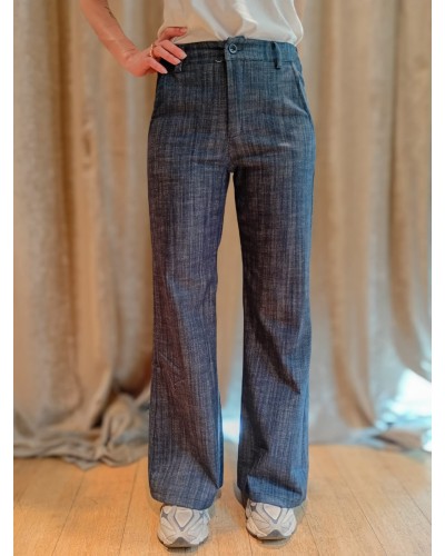 PANTALONE PALAZZO TRAMA JEANS