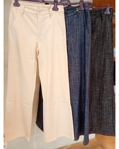 PANTALONE PALAZZO TRAMA JEANS
