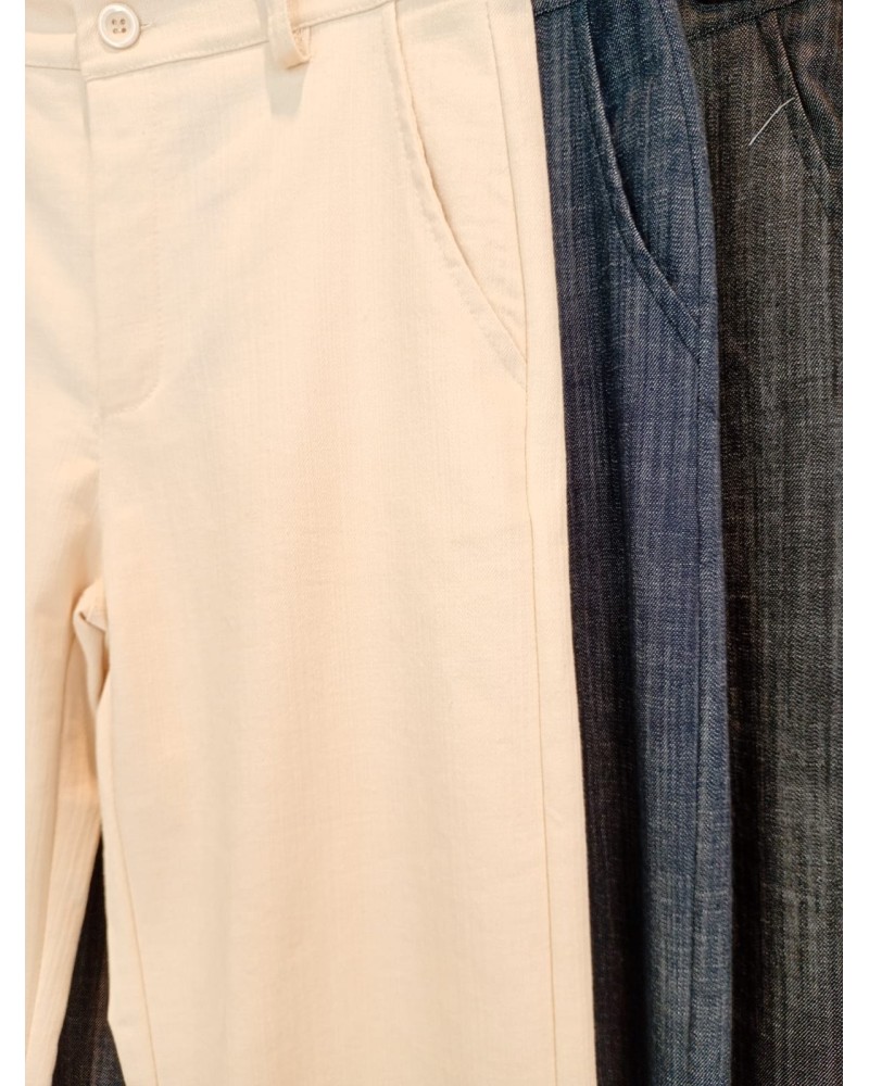 PANTALONE PALAZZO TRAMA JEANS